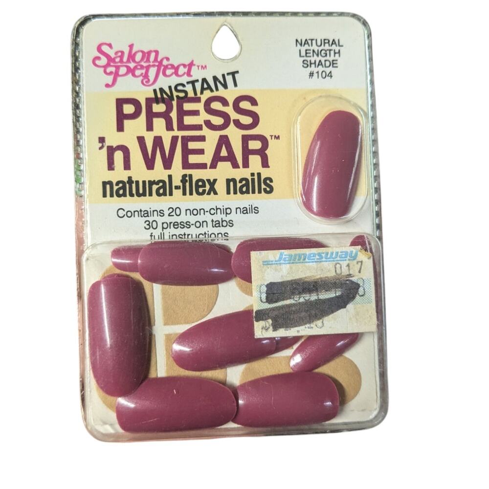 Vintage 80s New rare Salon Perfect  Press n' Wear press on nails shade 104‎